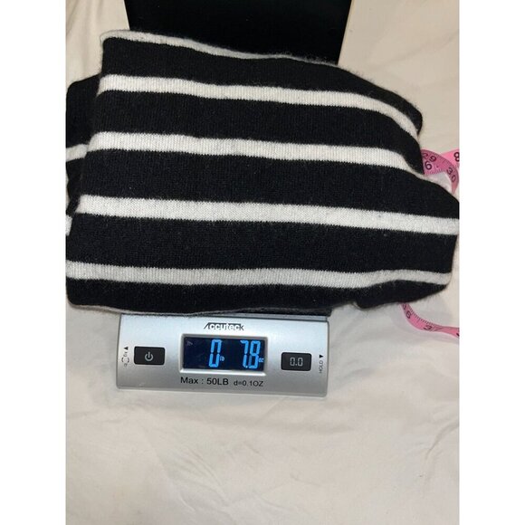Charter Club 100% Cashmere Black/White Striped Shoulder Button Turtleneck Sweate - Picture 9 of 9